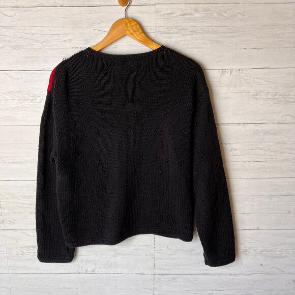 Le Moda Sweater Womens Size Medium Vintage Black Knitted by Hand Granny Square - Picture 13 of 16